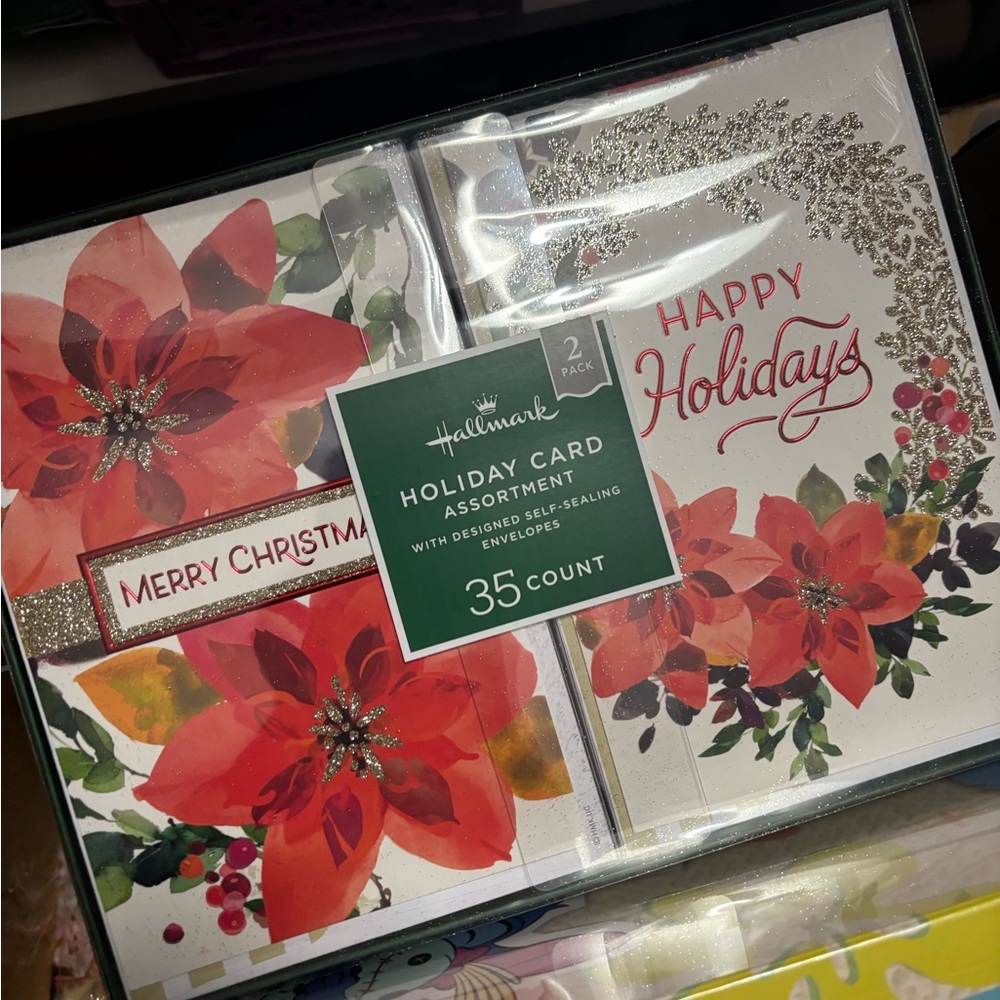 Hallmark Holiday Card Assortment - Red and Gold poinsettias